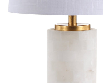 26" White And Gold Table Lamp With Drum Shade HomeRoots