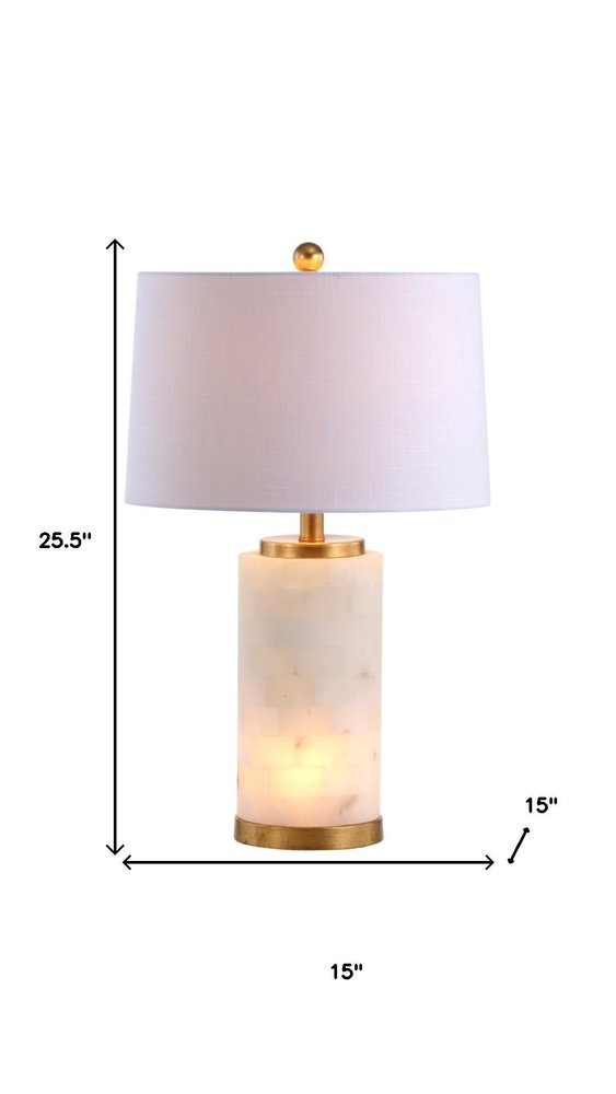 26" White And Gold Table Lamp With Drum Shade HomeRoots