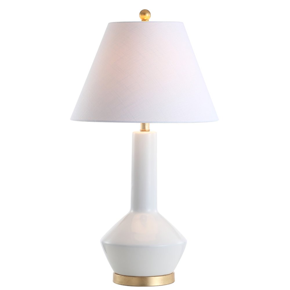 29" White And Gold Urn Table Lamp With Empire Shade HomeRoots