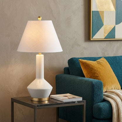 29" White And Gold Urn Table Lamp With Empire Shade HomeRoots