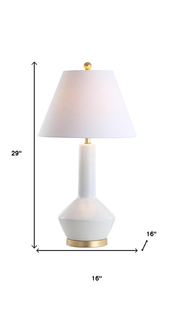 29" White And Gold Urn Table Lamp With Empire Shade HomeRoots