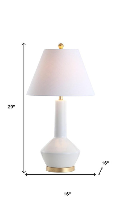 29" White And Gold Urn Table Lamp With Empire Shade HomeRoots
