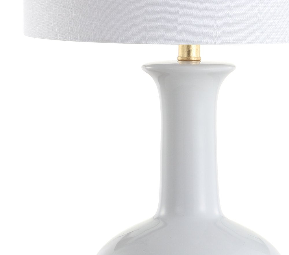 27" White And Gold Novelty Table Lamp With Drum Shade HomeRoots