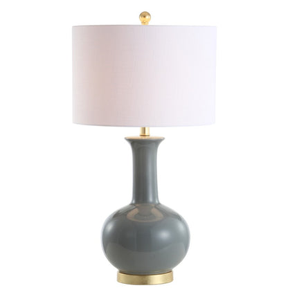 27" Steel Blue And Gold Novelty Table Lamp With Drum Shade HomeRoots