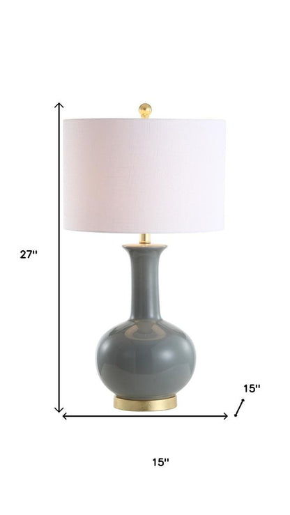 27" Steel Blue And Gold Novelty Table Lamp With Drum Shade HomeRoots