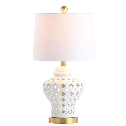 21" White And Gold Urn Table Lamp With Drum Shade HomeRoots