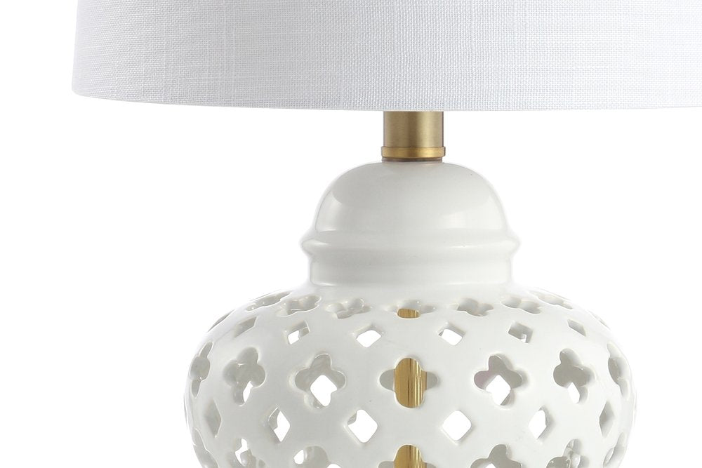 21" White And Gold Urn Table Lamp With Drum Shade HomeRoots