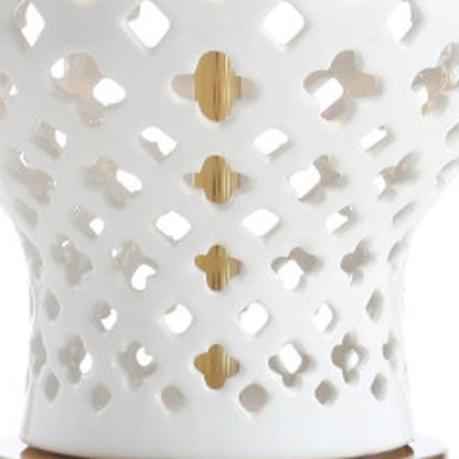 21" White And Gold Urn Table Lamp With Drum Shade HomeRoots
