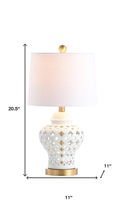 21" White And Gold Urn Table Lamp With Drum Shade HomeRoots