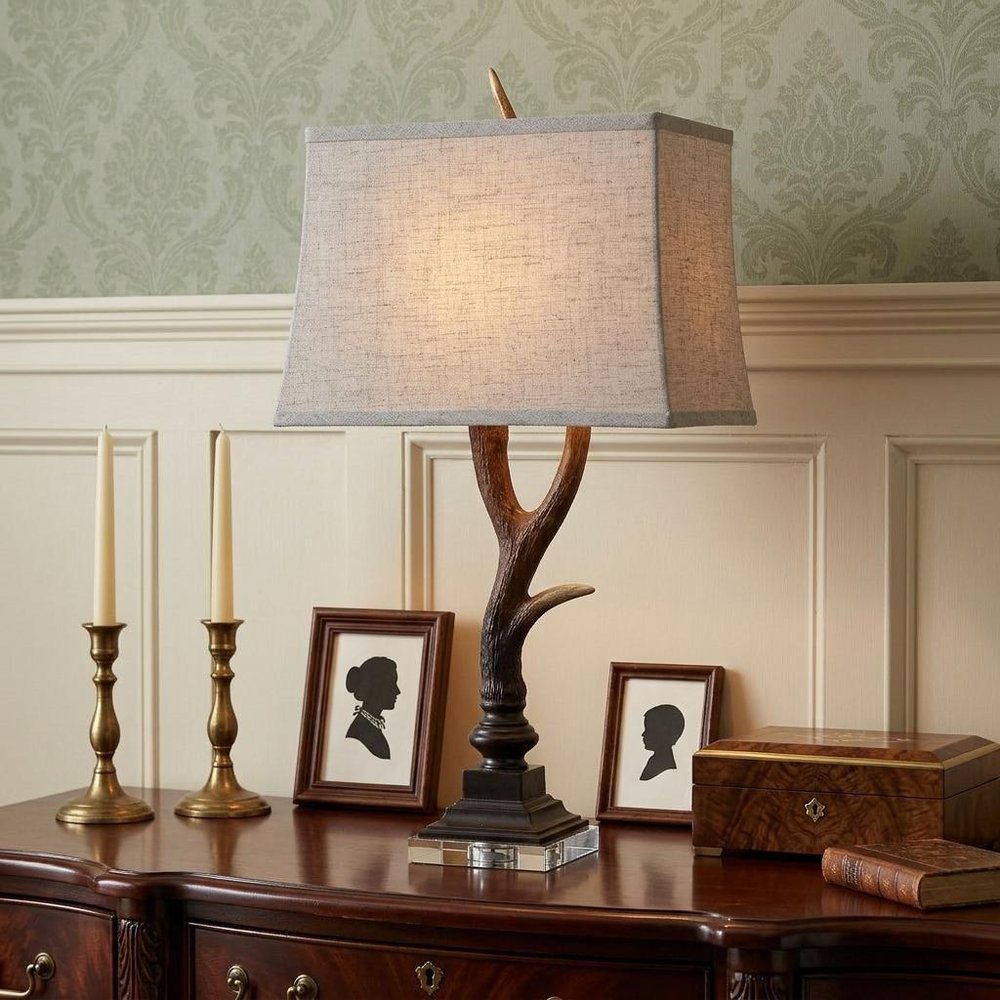 30" Brown And Clear Novelty Table Lamp With Shade HomeRoots