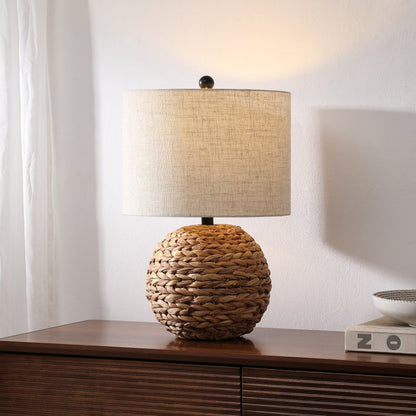 22" Clear Round Table Lamp With Drum Shade HomeRoots