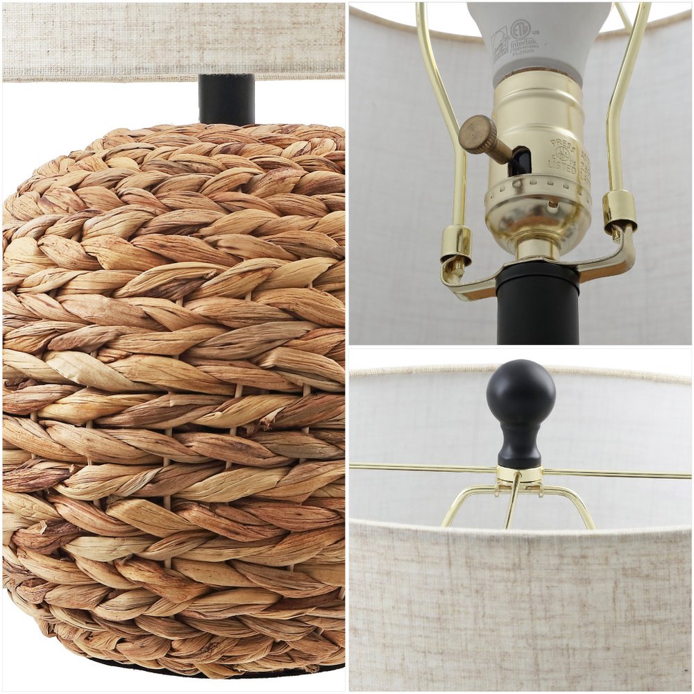 22" Clear Round Table Lamp With Drum Shade HomeRoots