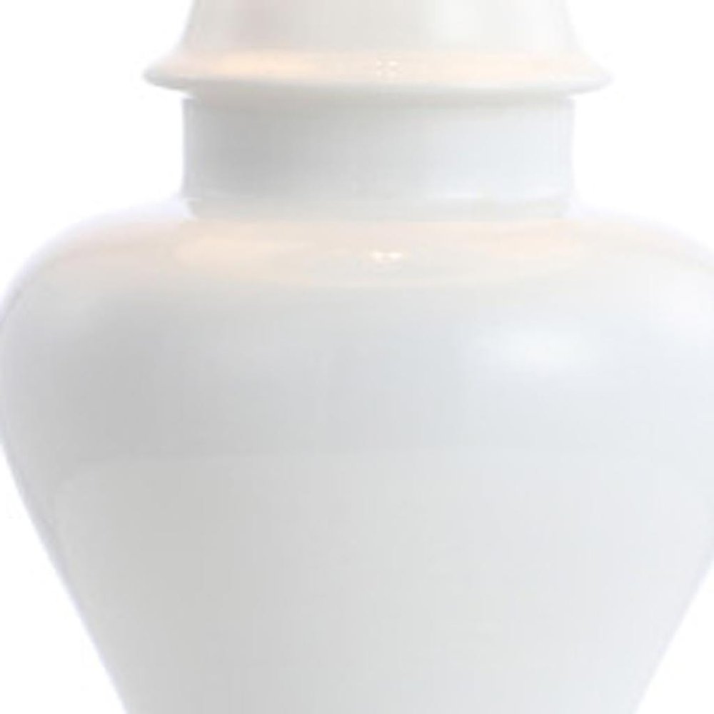 Set of Two 22" White And Gold Urn Bedside Lamps With Drum Shades — view 3
