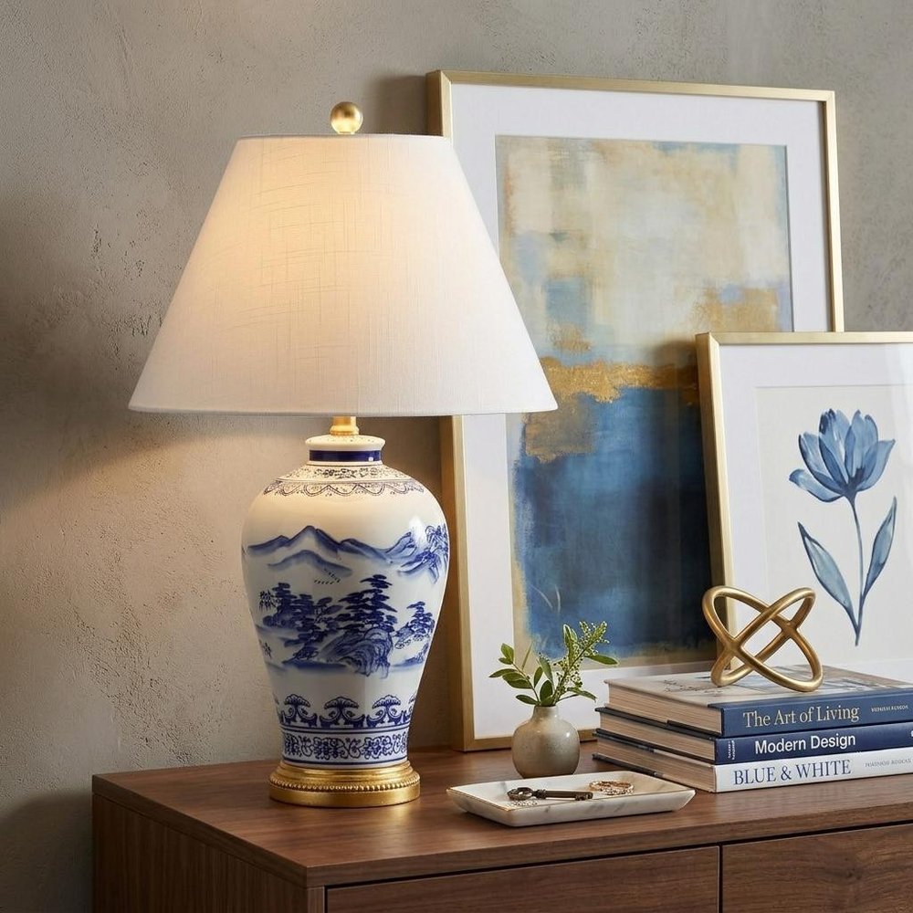 27" Gold Novelty Table Lamp With Empire Shade HomeRoots