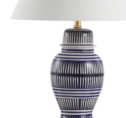 27" Navy Blue Gold And White Urn Table Lamp With Empire Shade HomeRoots