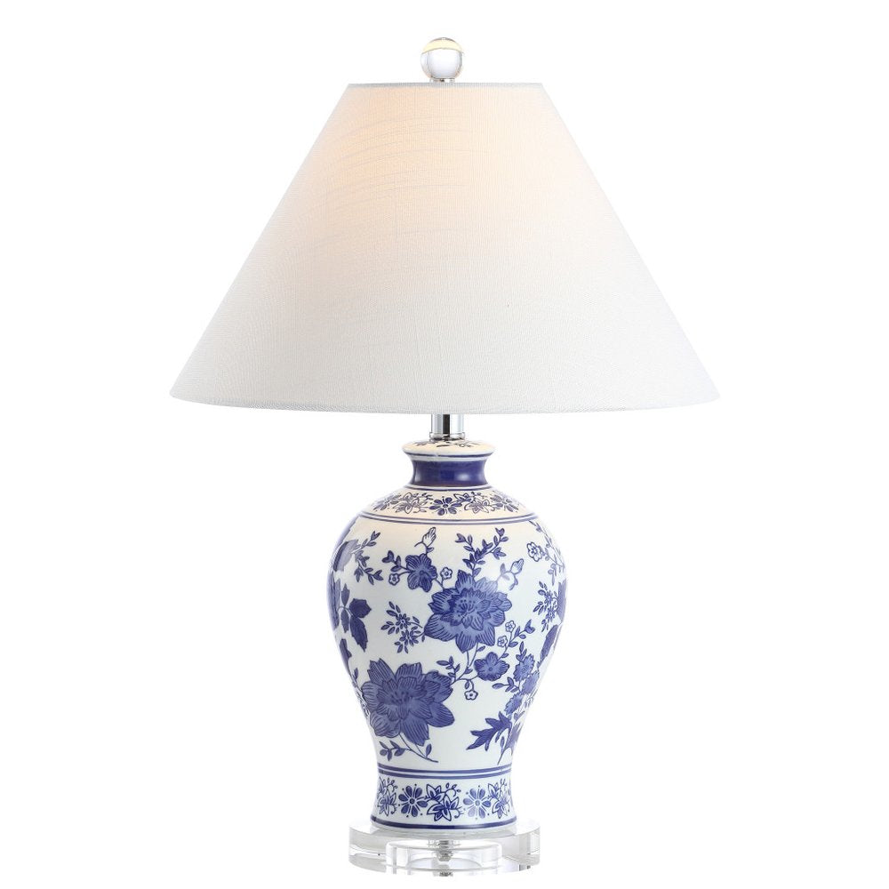 22" Navy Blue Gold And White Urn Table Lamp With Empire Shade HomeRoots