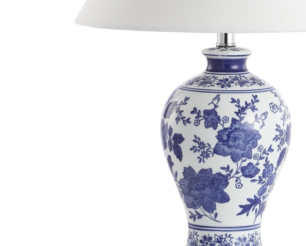22" Navy Blue Gold And White Urn Table Lamp With Empire Shade HomeRoots