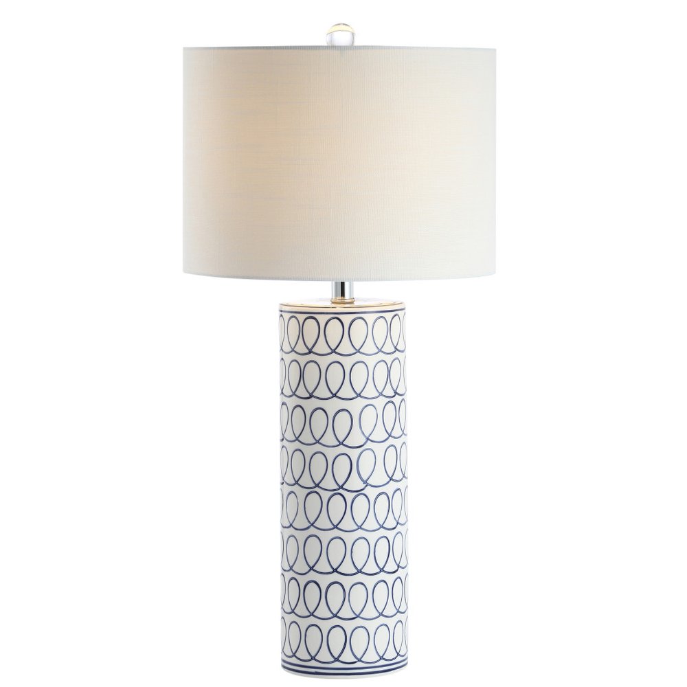 29" White Table Lamp With Drum Shade HomeRoots