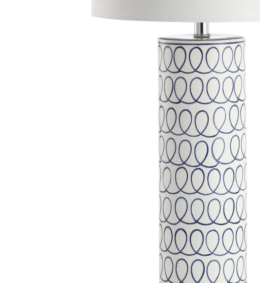 29" White Table Lamp With Drum Shade HomeRoots