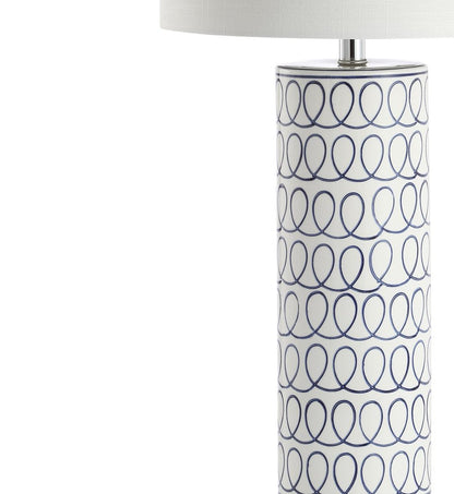 29" White Table Lamp With Drum Shade HomeRoots