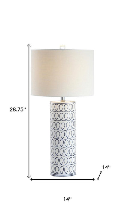 29" White Table Lamp With Drum Shade HomeRoots