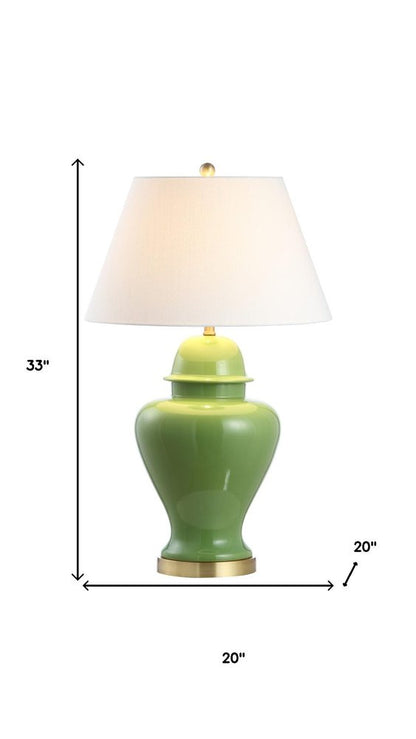 33" Green And Gold Urn Table Lamp With Empire Shade HomeRoots