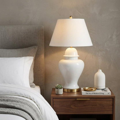 33" White And Gold Urn Table Lamp With Empire Shade HomeRoots