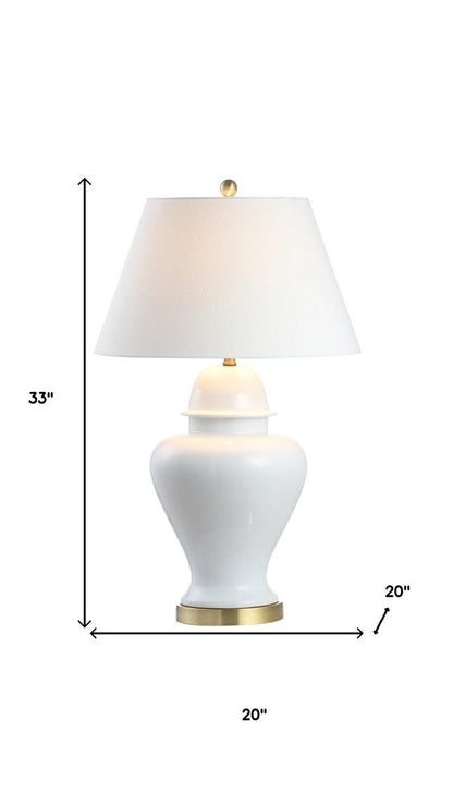 33" White And Gold Urn Table Lamp With Empire Shade HomeRoots