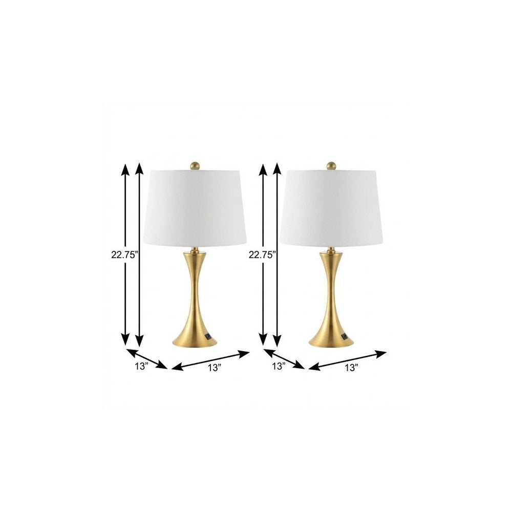 Set of Two 23" Clear Novelty Table Lamps With Empire Shades HomeRoots
