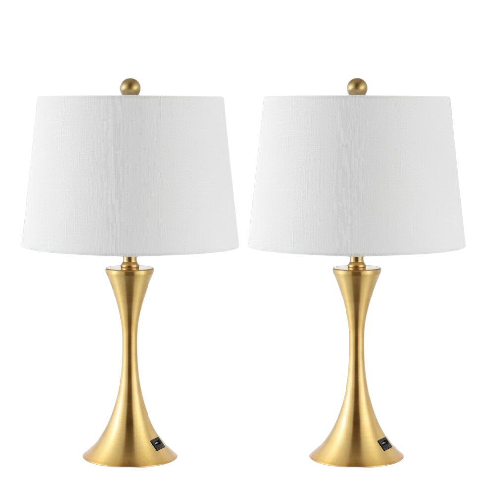 Set of Two 23" Clear Novelty Table Lamps With Empire Shades HomeRoots