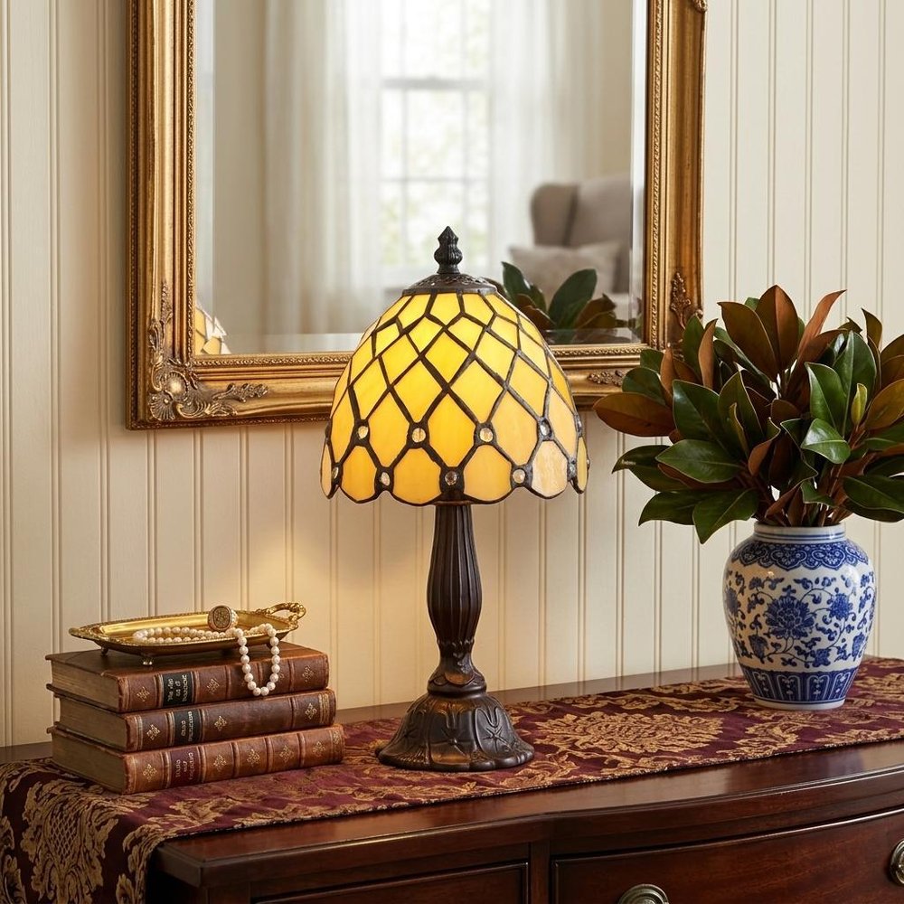 13" Bronze Novelty Tiffany Lamp With Bell Shade — view 6