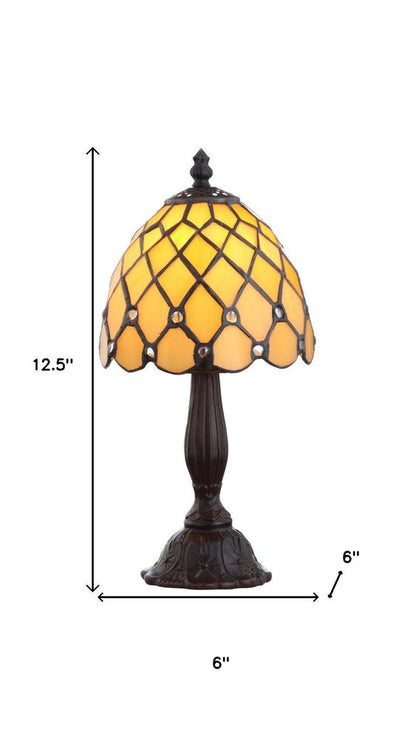 13" Bronze Novelty Tiffany Lamp With Bell Shade