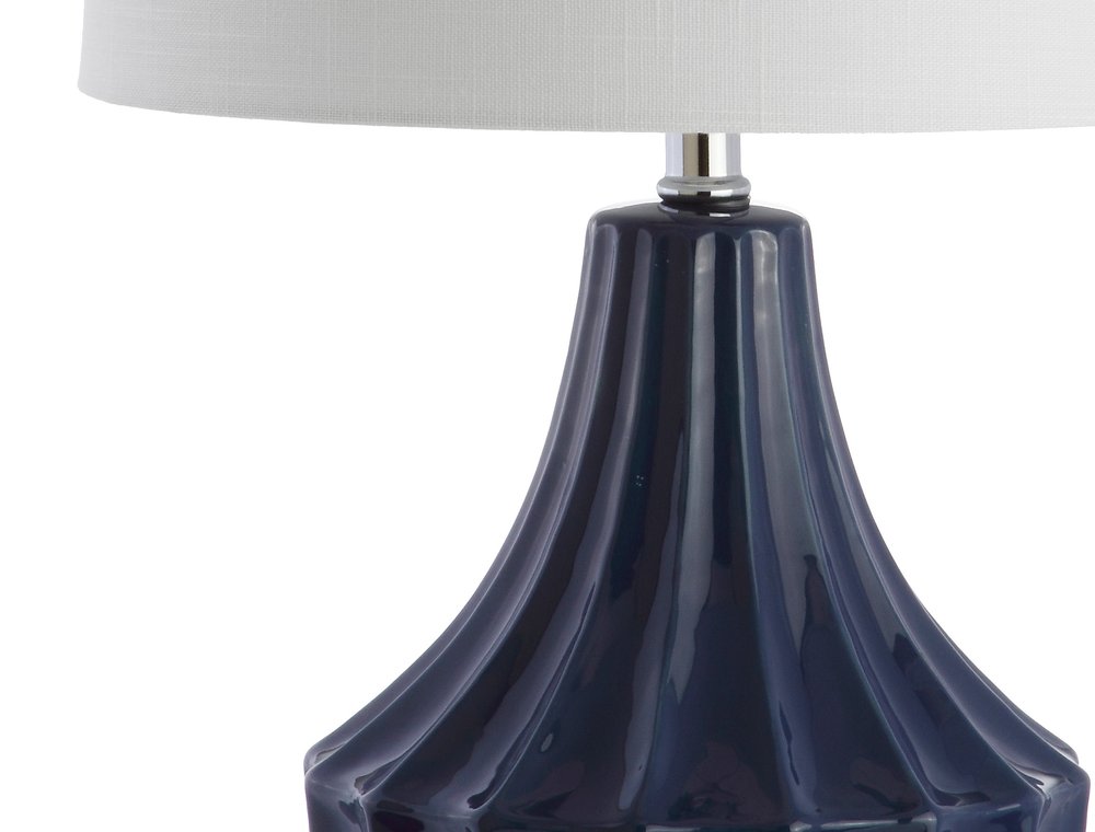 25" Navy Blue And Clear Novelty Table Lamp With Drum Shade HomeRoots