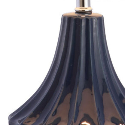 25" Navy Blue And Clear Novelty Table Lamp With Drum Shade HomeRoots