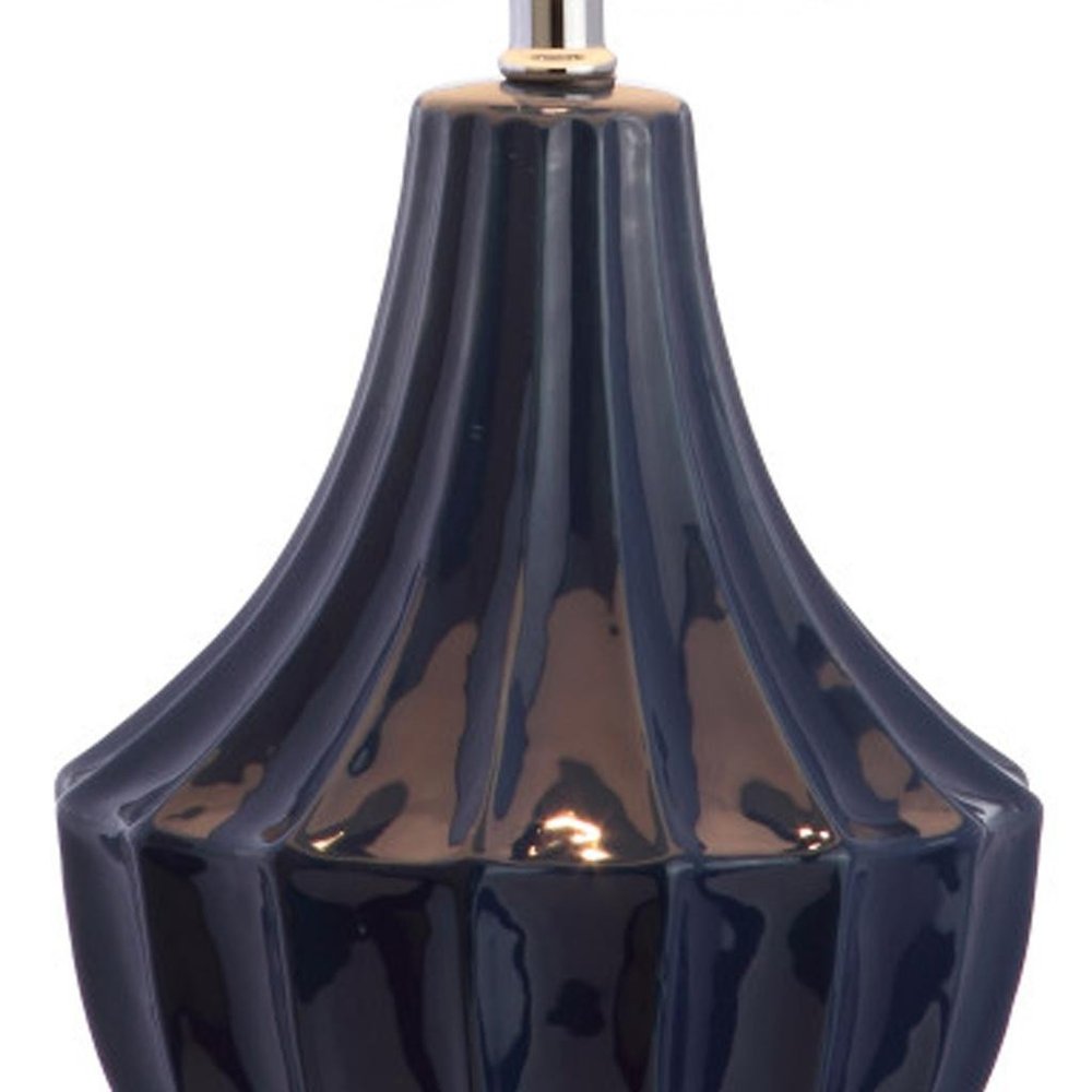 25" Navy Blue And Clear Novelty Table Lamp With Drum Shade HomeRoots