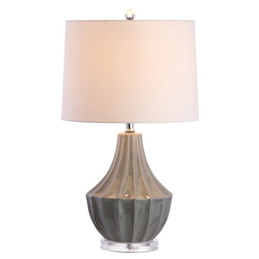 25" Gray And Clear Novelty Table Lamp With Drum Shade HomeRoots