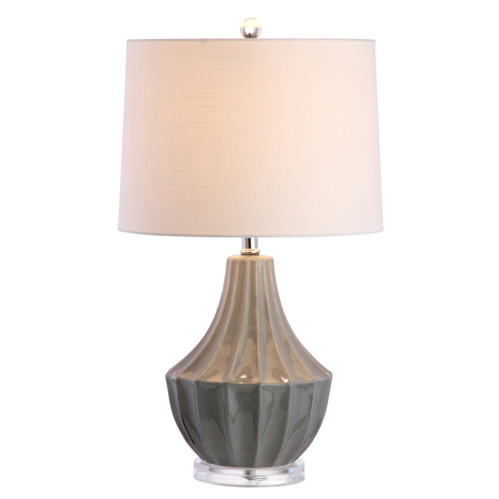 25" Gray And Clear Novelty Table Lamp With Drum Shade HomeRoots