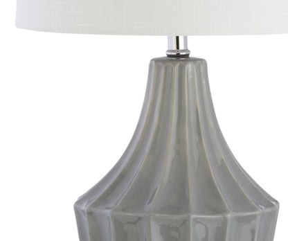 25" Gray And Clear Novelty Table Lamp With Drum Shade HomeRoots