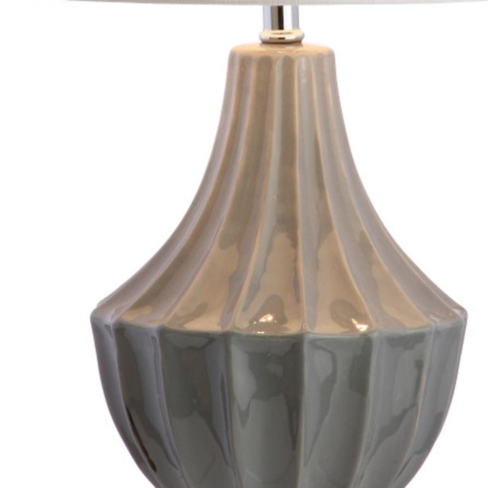 25" Gray And Clear Novelty Table Lamp With Drum Shade HomeRoots