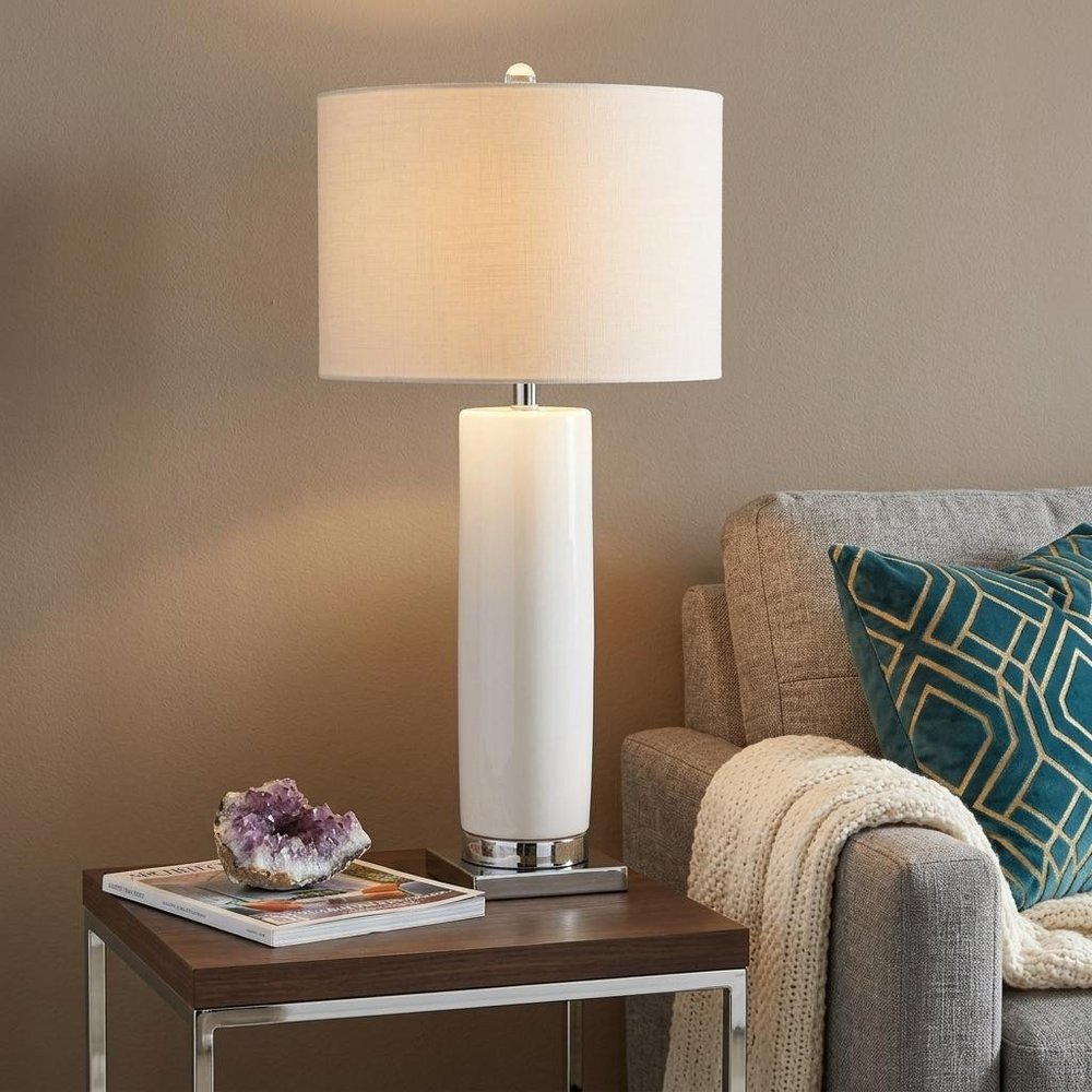 32" Silver Novelty Table Lamp With Drum Shade — view 6