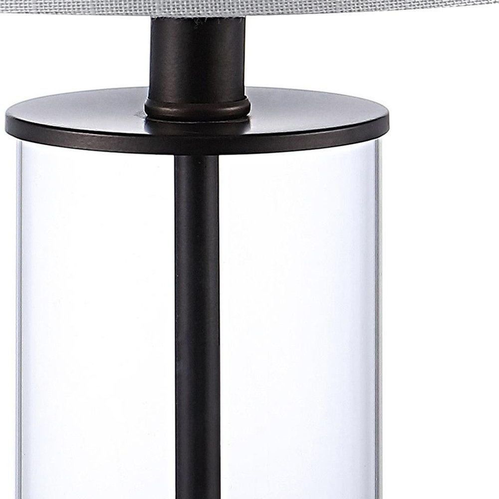 Set of Two 21" Antiqued Bronze USB Table Lamps With Drum Shades — view 3
