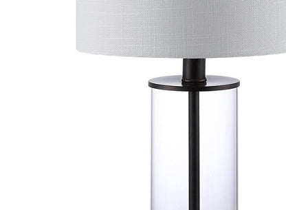 Set of Two 21" Antiqued Bronze USB Table Lamps With Drum Shades