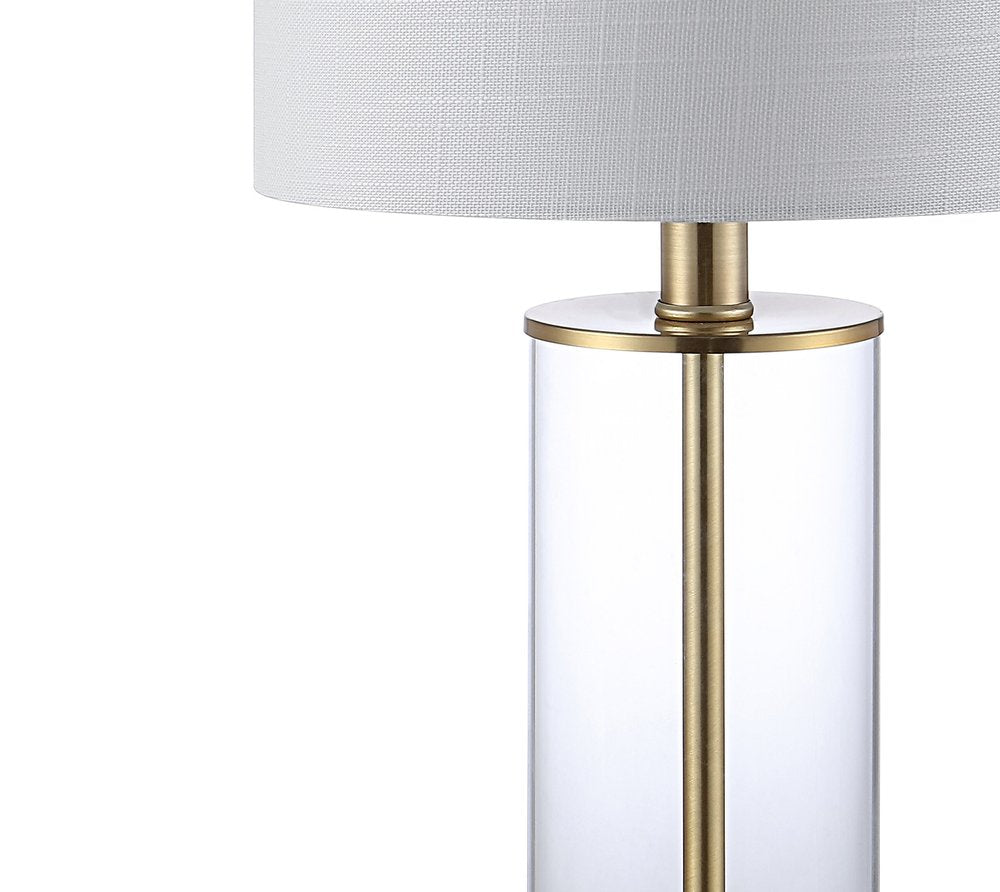 Set of Two 21" Gold USB Table Lamps With Drum Shades — view 1