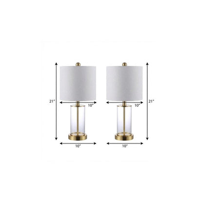 Set of Two 21" Gold USB Table Lamps With Drum Shades