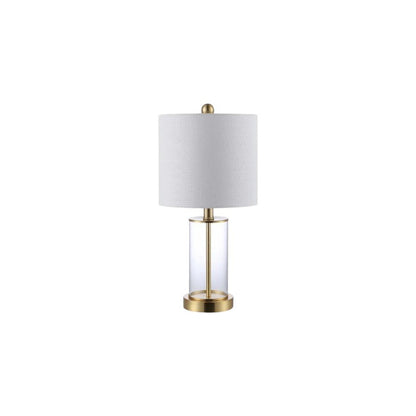 Set of Two 21" Gold USB Table Lamps With Drum Shades