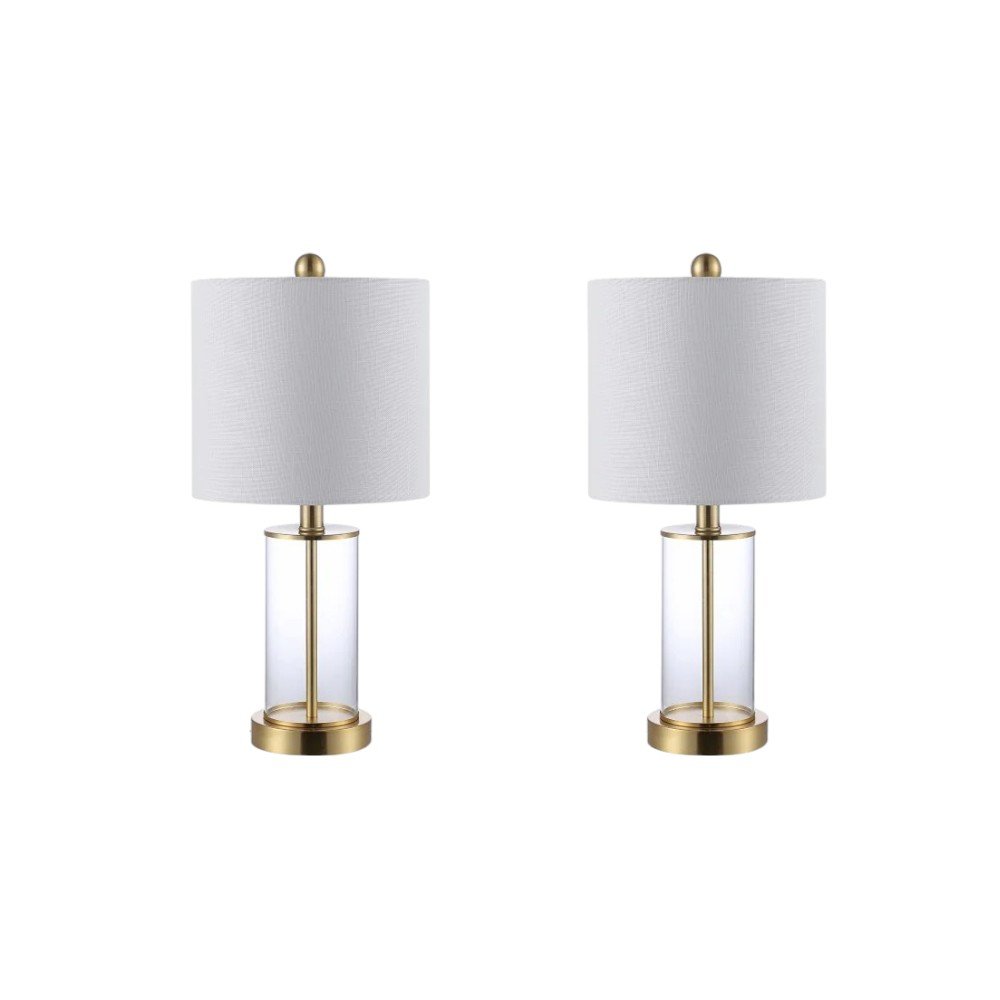 Set of Two 21" Gold USB Table Lamps With Drum Shades — view 5