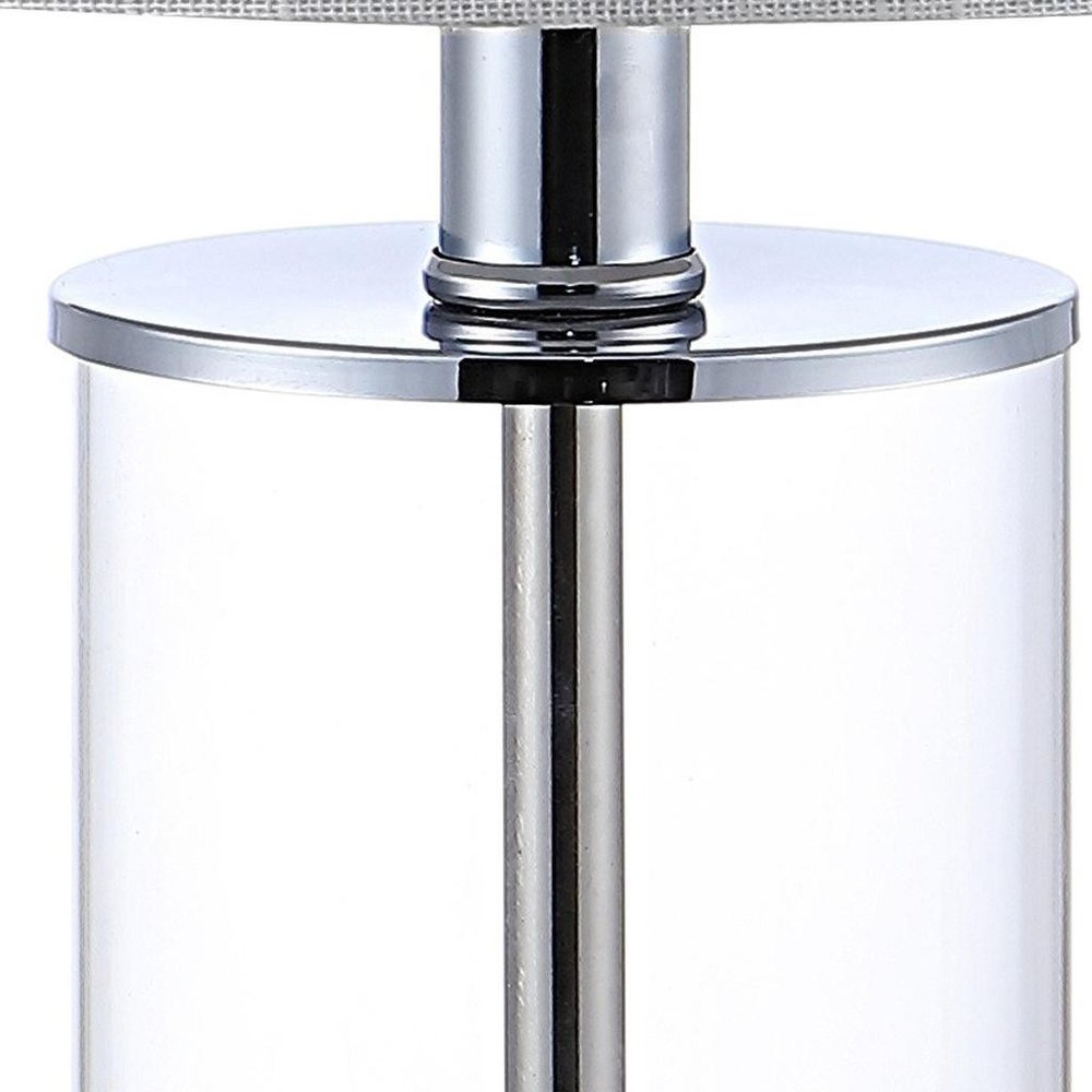 Set of Two 21" Silver USB Table Lamps With Drum Shades — view 3