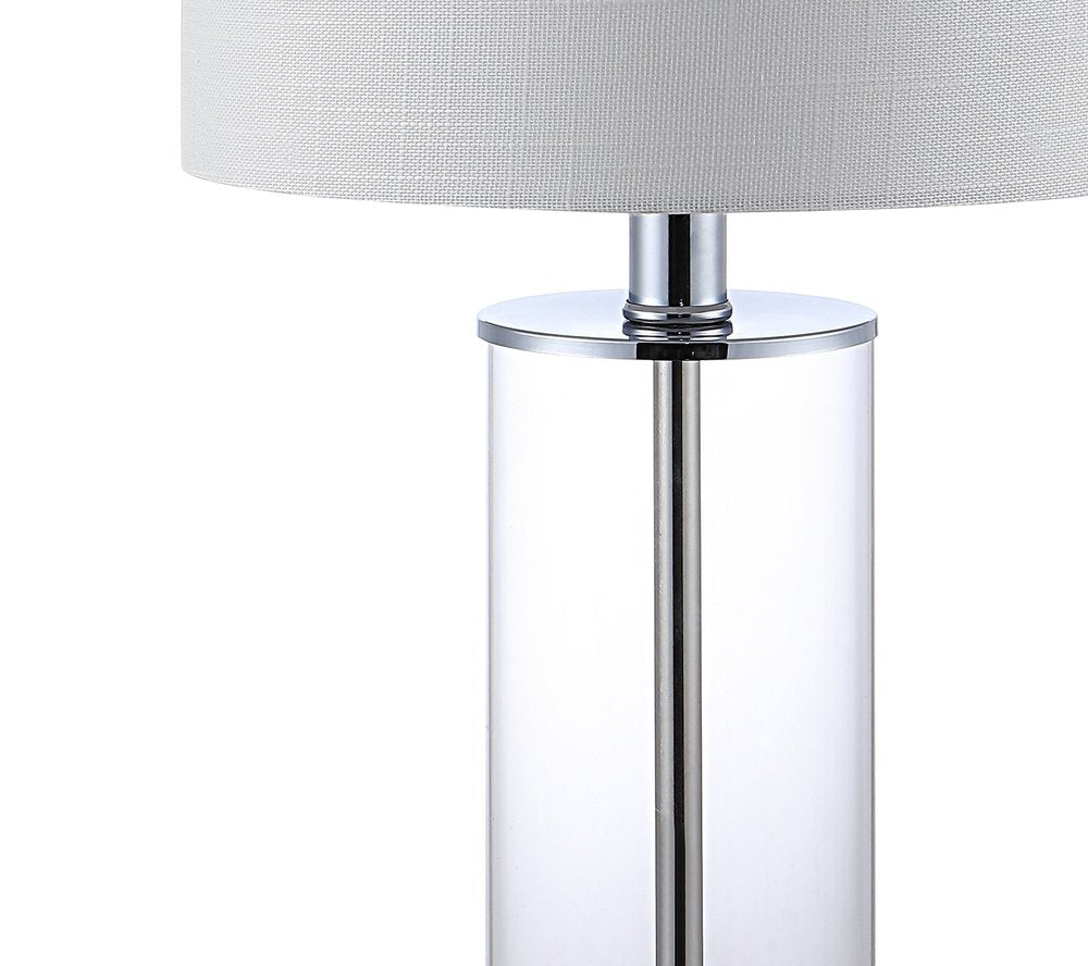 Set of Two 21" Silver USB Table Lamps With Drum Shades — view 2