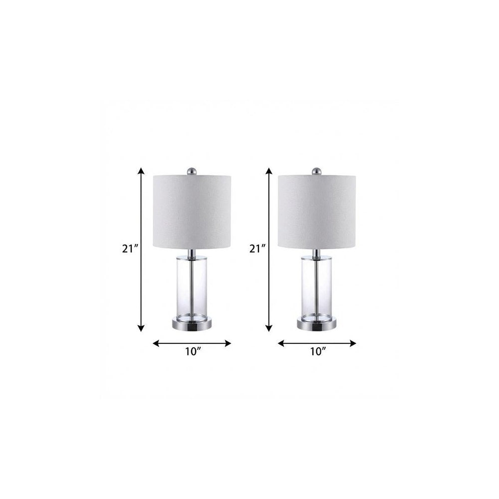 Set of Two 21" Silver USB Table Lamps With Drum Shades — view 7