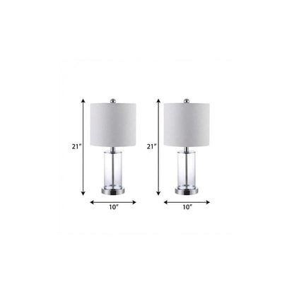 Set of Two 21" Silver USB Table Lamps With Drum Shades